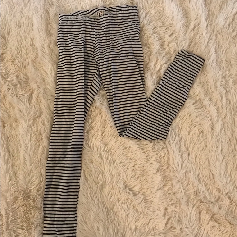 Black and off white striped leggings